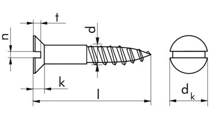Senk-Holzschraube DIN 97 - Messing - blank - 2,5 X 10