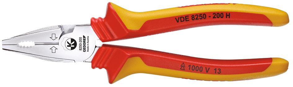 GEDORE VDE-Kraft-Kombinationszange mit Hüllenisolierung 200 mm -VDE 8250-200 H- Nr.:1550969