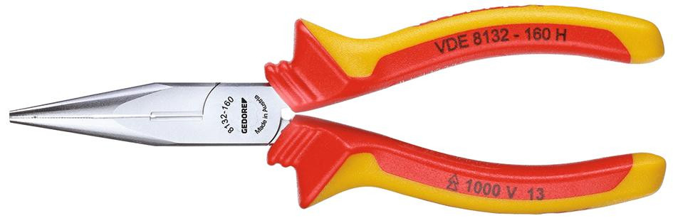 GEDORE VDE-Flachrundzange mit Hüllenisolierung 160 mm -VDE 8132-160 H- Nr.:1552112