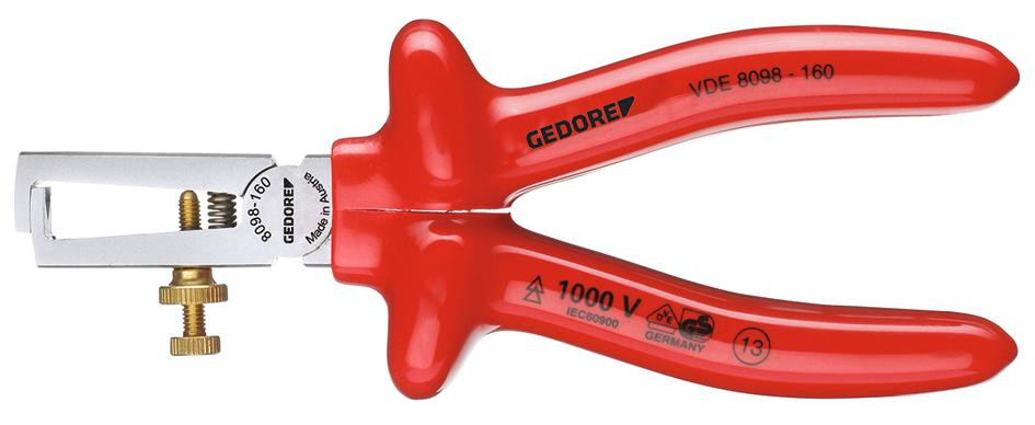 GEDORE VDE-Abisolierzange mit Tauchisolierung 160 mm -VDE 8098-160- Nr.:6708980