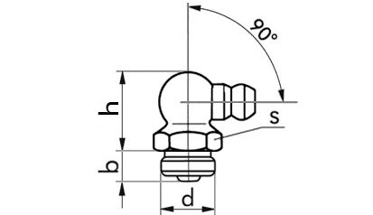 Kegelkopf-(Hydraulik) Schmiernippel, Gewinde: UNF 3/8Zo x 24, 90°