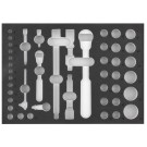 RECA prázdny 1/2 modul vyrezaný laserom na sadu nástrčných kľúčov 1/4" & 1/2", 45-dielny