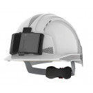 Ochranná prilba JSP EVOlite®, biela, s držiakom kariet, držiakom svietidla a reflexnými pásikmi