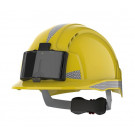Ochranná prilba JSP EVOlite®, žltá, s držiakom kariet, držiakom svietidla a reflexnými pásikmi