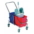 Dvojitý upratovací vozík so žmýkačom mopu, 2x 25L