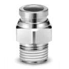 Steckverbindung gerade mit Aussensechskant, Push-in Dm4, Gewinde M5 mit Dichtung (SUS316 / Spezial-FKM), Messing vernickelt, -5 bis 150°C