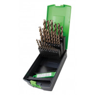 RECA kazeta špirálových vrtákov Safe Ultra, ušľachtilá oceľ, HSS, Co5, DIN 338, priemery 1-13 mm, 34-dielna, priemery 1 - 5 mm osadené duplicitne