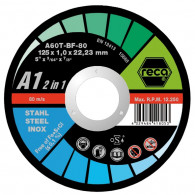 RECA rezný kotúč A1, 2v1, rovný, priemer 125 mm, hrúbka 1,0 mm, otvor 22,23 mm