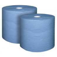 Čistiaci papier, 3-vrstvový, modrá farba, 22x36 cm, bal.=2 role, v každej roli 1000 útržkov